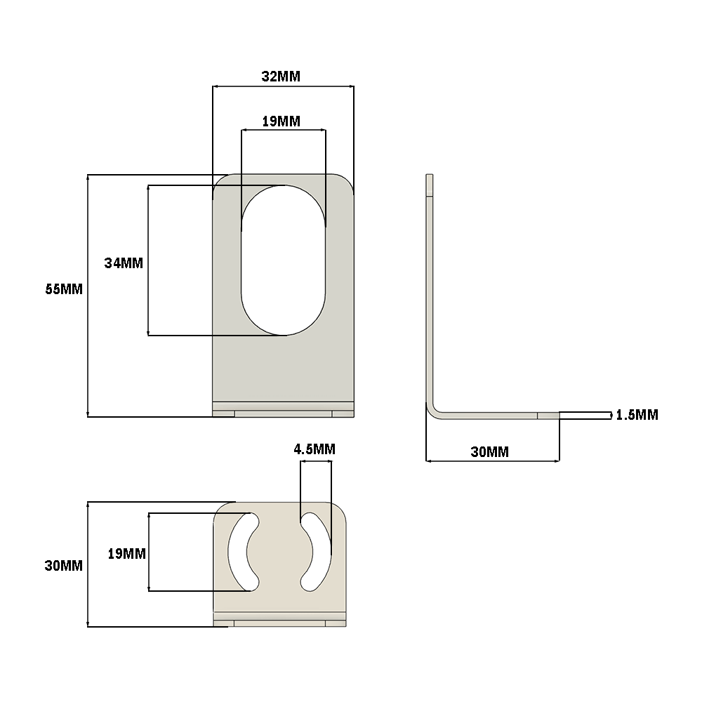 66-218-3 MODULAR SOLUTIONS ALUMINUM BRACKET<BR>30 SERIES 18MM SENSOR HOLDING